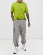 Asos White Tapered Sweatpants In Silver Nylon - Silver