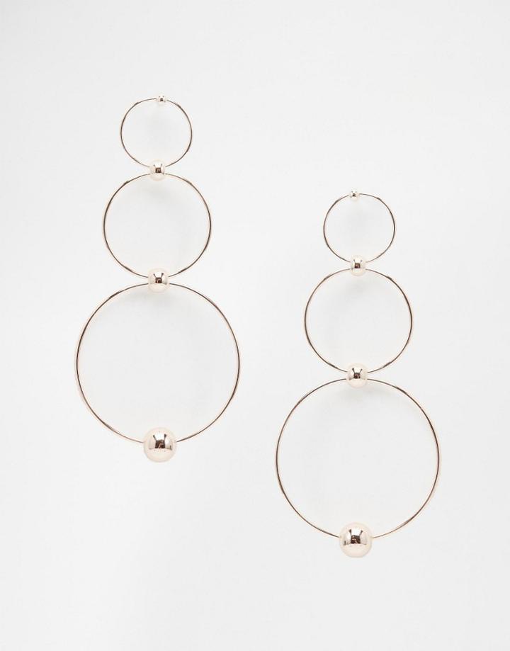 Asos Fine Circle Drop Earrings - Rose Gold