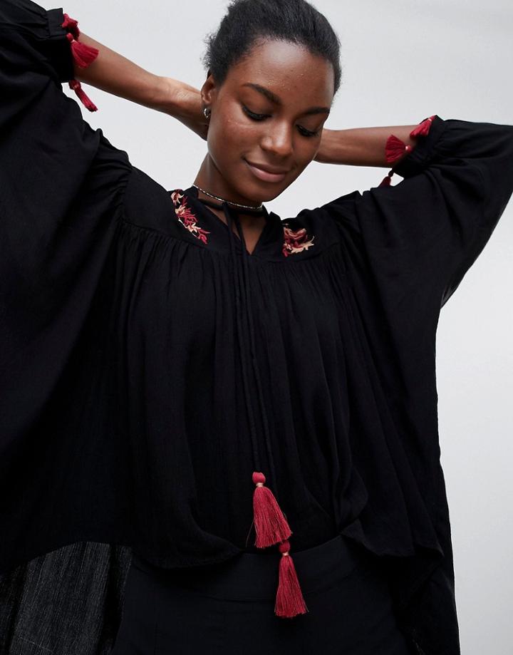 Raga Avalon Tassel Blouse - Black