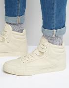Asos Hi-top Sneakers In Stone With Panels - Taupe
