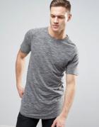 Jack & Jones Core Longline T-shirt With Curved Hem - Gray