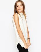 Asos Sleeveless Sweater In Chunky Knit With High Neck - Cream