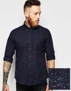 Asos Shirt In Long Sleeve With Colored Nep - Navy