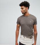 Religion Tall T-shirt With Bleach Curved Hem - Beige