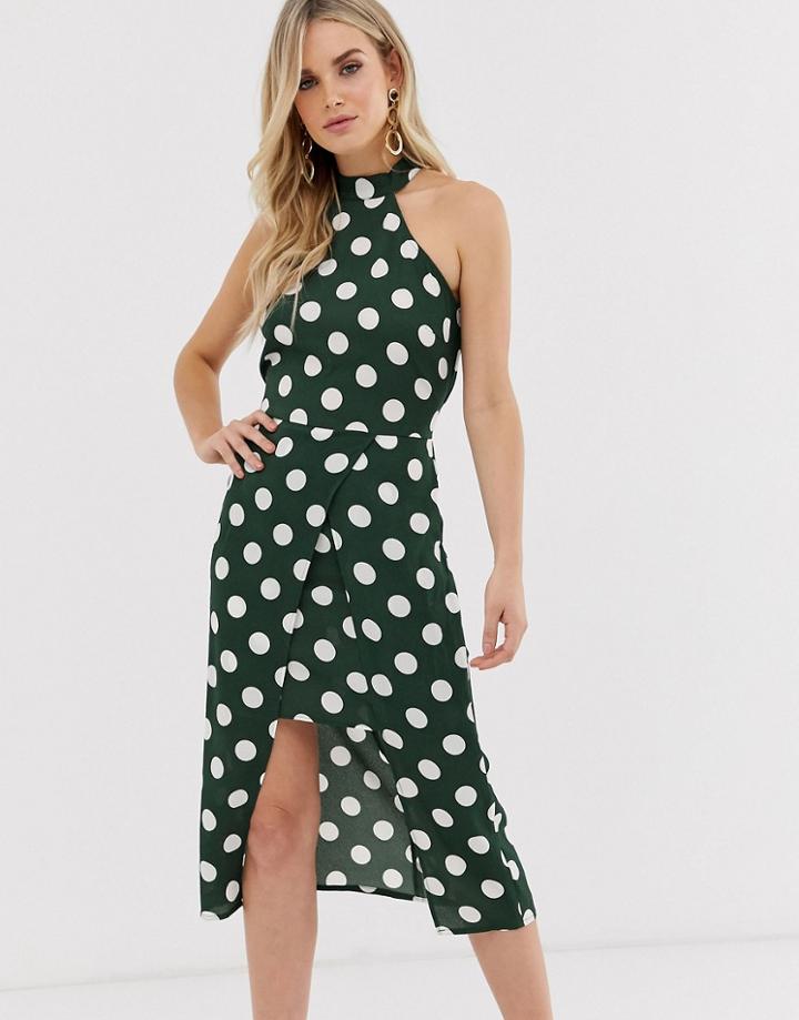 Ax Paris Polka Dot Midi Dress-green