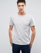 Selected Homme Stripe Tee With Contrast Pocket - Gray