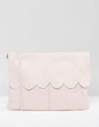 Asos Leather Scallop Cross Body With Detachable Strap - Pink