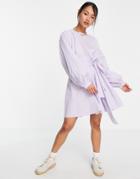 Vero Moda Cotton Tie Waist Mini Dress In Lilac - Purple