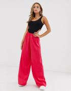 Asos Design Easy Elasticated Wide Leg Pants - Pink