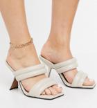 Asos Design Wide Fit Nadalie Padded Heeled Mules In Bone-white