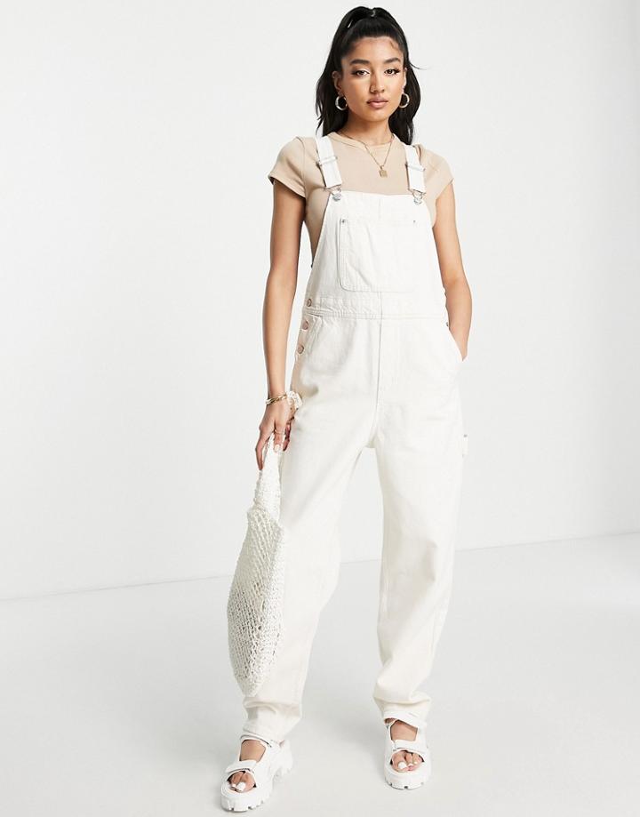 Monki Denim Overalls In Ecru-neutral