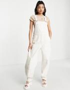 Monki Denim Overalls In Ecru-neutral