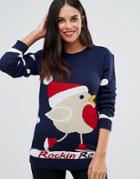 Club L Rockin Robin Holidays Sweater - Navy