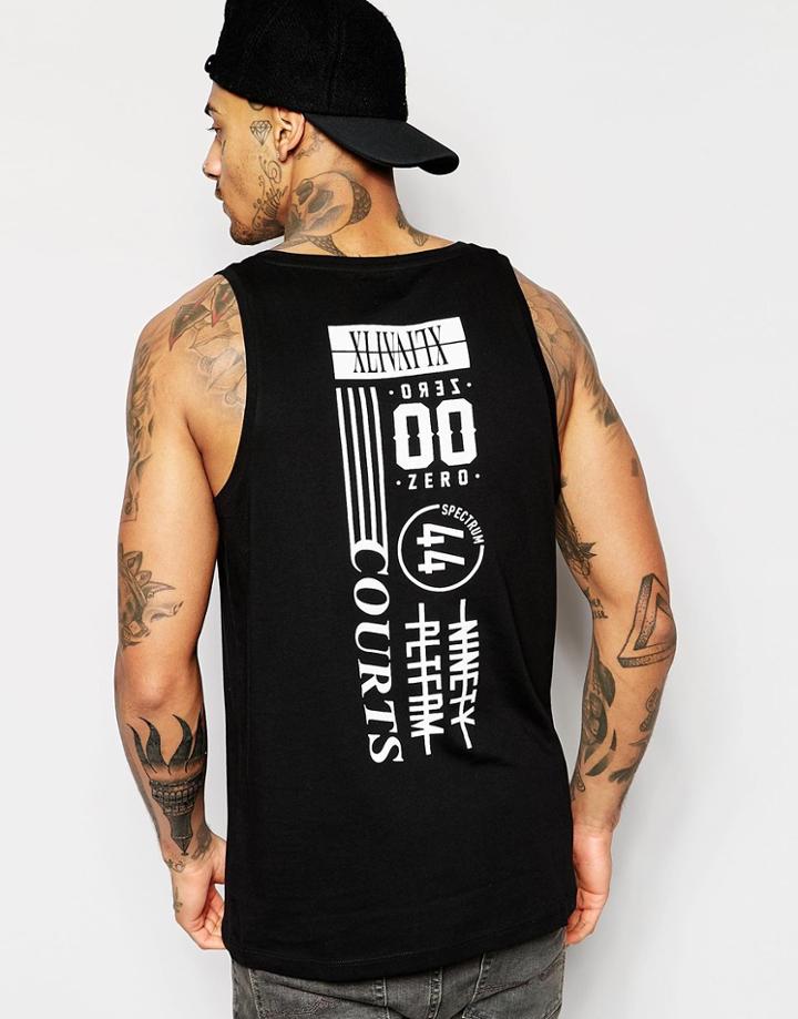 Asos Tank In Skater Fit With Spine Print - Black