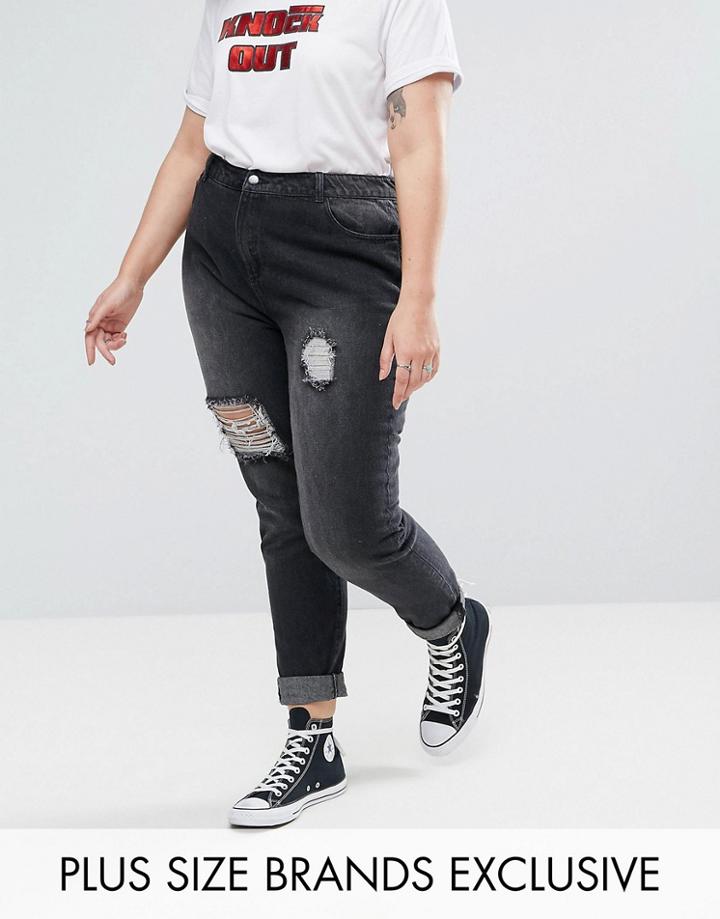 Daisy Street Plus Destroyed Boyfriend Jean - Gray