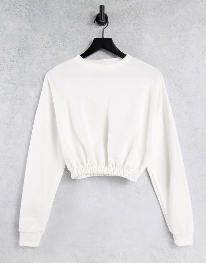 Naanaa Cropped Sweatshirt In Ecru-white