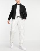 Rudie Pinstripe Elasticated Waistband Suit Pants - Part Of A Set-white