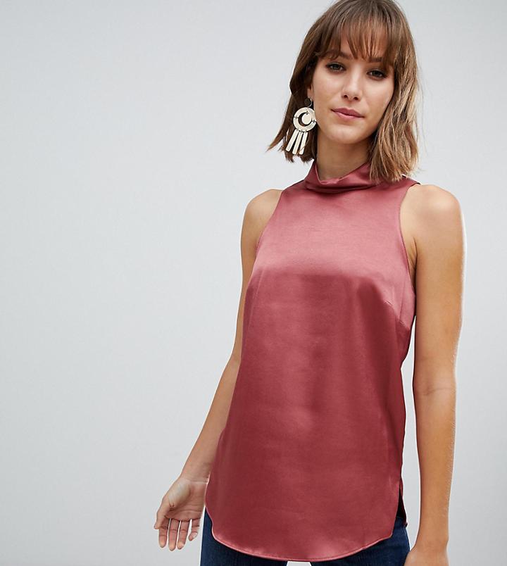 River Island Sleeveless Satin Blouse In Copper - Copper