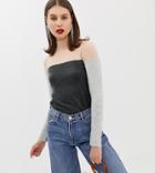 River Island Sweater With High Neck In Color Block - Gray