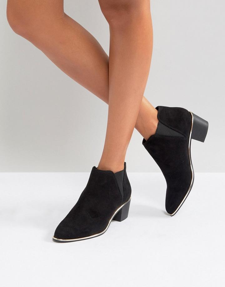 Miss Selfridge Gold Trim Western Boot - Black