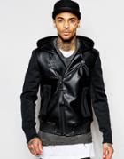 Dark Future Faux Leather Biker Jacket In Black - Black
