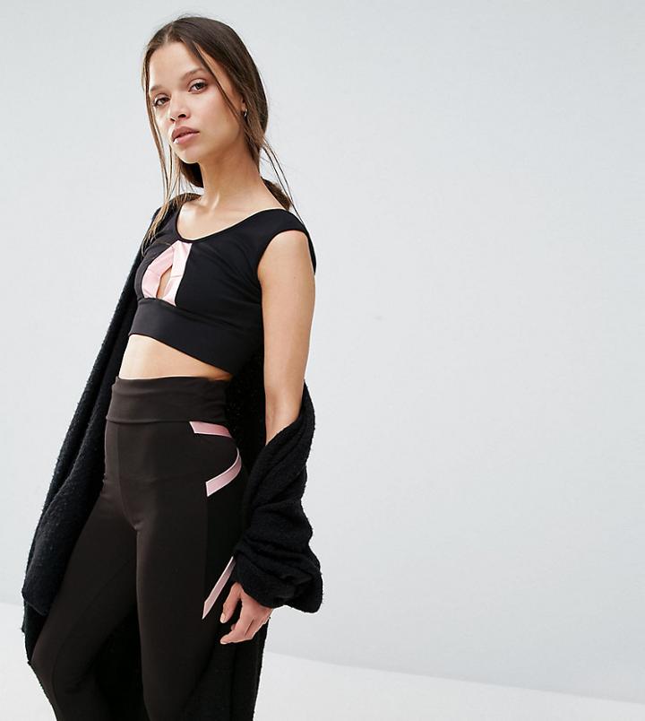 Quontum Petite Contrast Crop Top - Black