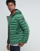 Napapijri Quilted Hooded Jacket Zip Front - Green