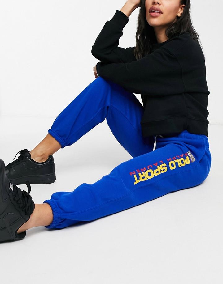 Polo Ralph Lauren Sports Logo Leg Sweatpants In Blue-blues