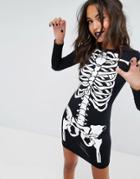 Missguided Halloween Skeleton Print Dress - Black
