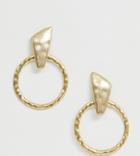 Designb London Hammered Gold Oversized Hoop Earrings - Gold