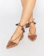 Truffle Collection Edlyn Tie Up Flat Shoes - Taupe Micro