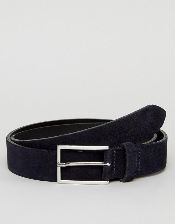 Asos Smart Slim Suede Belt - Navy