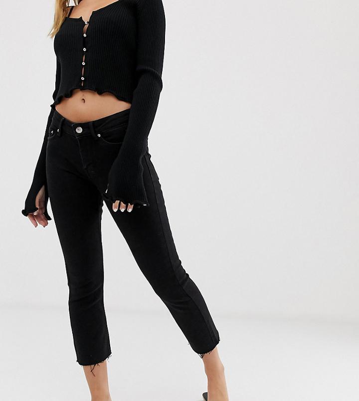Vero Moda Petite Kick Flare Raw Hem Jean In Black - Black