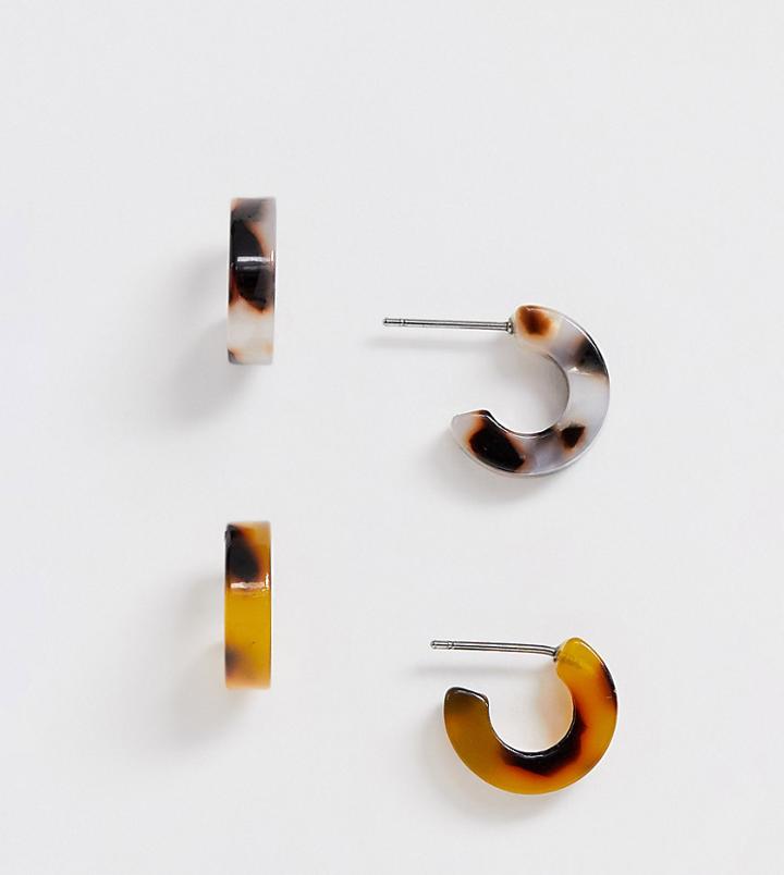 Designb 2 Pack Resin Hoop Earrings In Tort - Brown