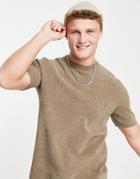 River Island Terrycloth T-shirt In Khaki - Part Of A Set-green