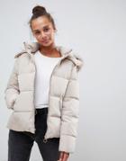 Only Rhonda Down Quilted Jacket With Faux Fur Trim - Cream