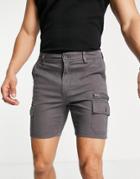 Asos Design Skinny Cargo Shorts In Charcoal-gray