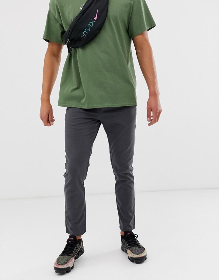 Asos Design Slim Chinos With Elastic Waist In Washed Black