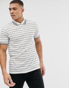 Burton Menswear Polo In Ecru And Navy Stripe - Navy