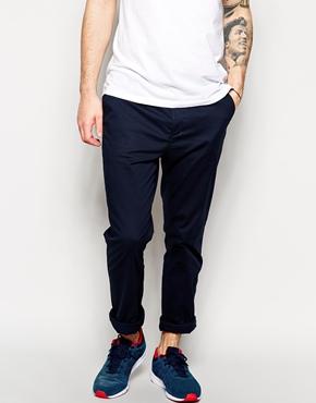 Asos Stretch Straight Chinos - Navy