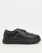 Asos Design Marie Studded Flat Shoes In Black