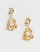 Asos Design Earrings In Abstract Molten Metal Design In Gold Tone - Gold