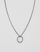 Asos Ditsy Pendant Necklace With Hexagon - Silver