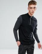 Asos Relaxed Contrast Long Sleeve T-shirt With Zip Turtleneck - Multi