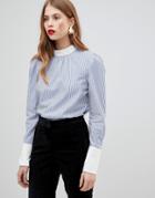 Y.a.s Contrast Striped Blouse - Blue