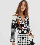 River Island Wrap Romper In Polka Dot - Black