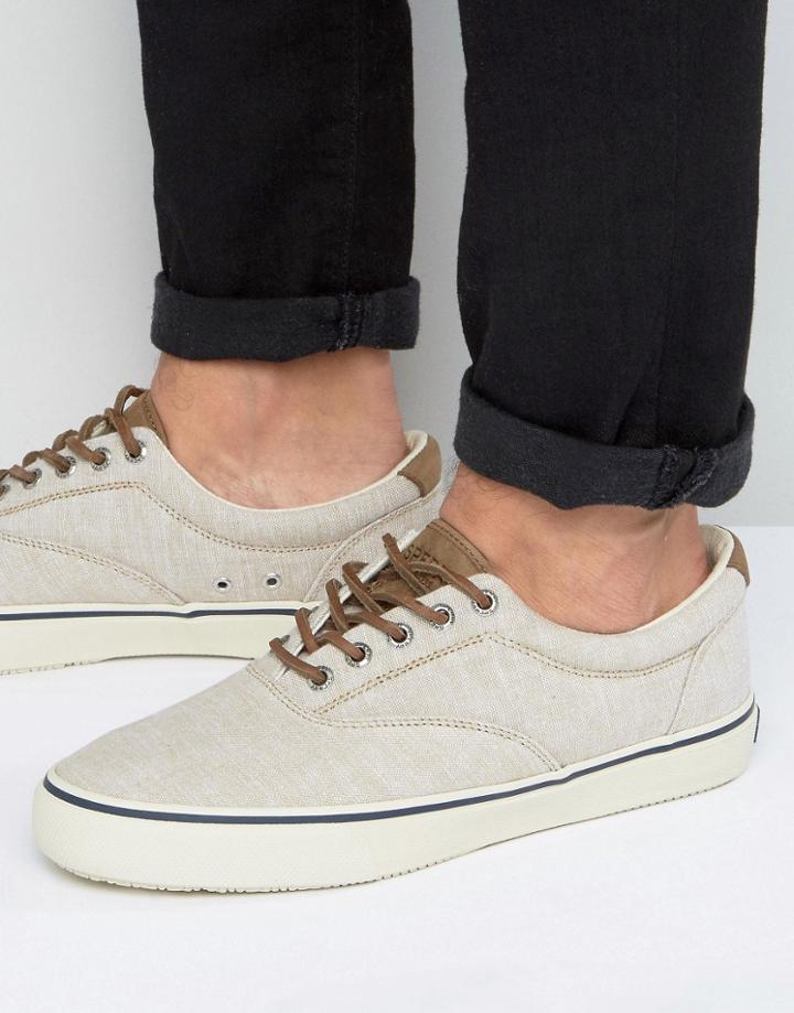 Sperry Striper Linen Sneakers - Beige