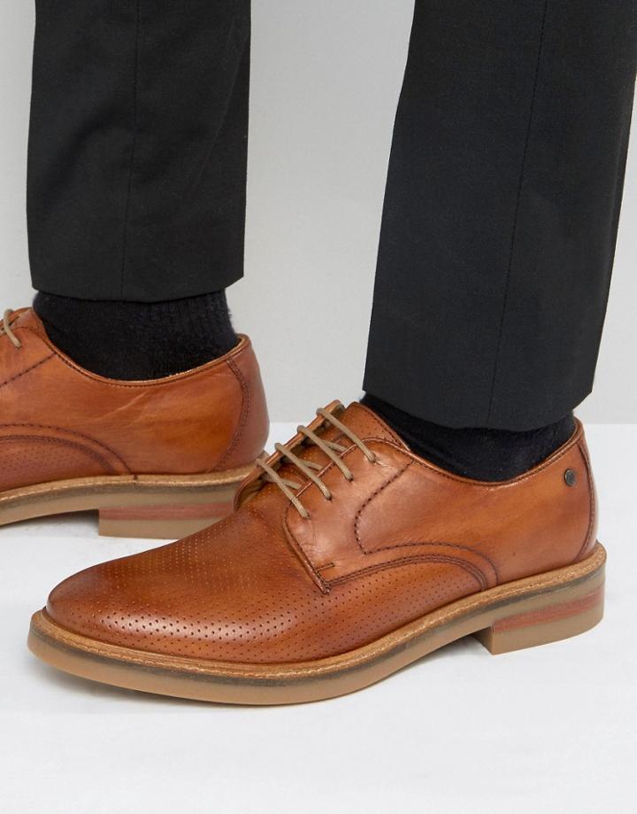Base London Stanford Perforated Leather Shoes - Tan