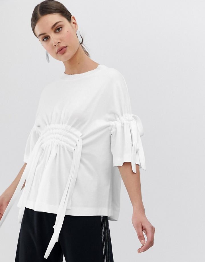 Asos White Ruched Waist T-shirt