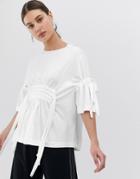 Asos White Ruched Waist T-shirt